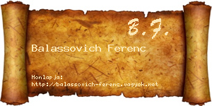 Balassovich Ferenc névjegykártya
